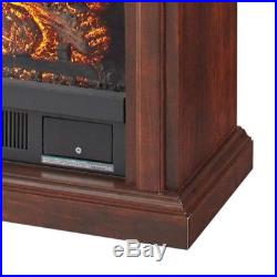 TV Stand Infrared Electric Fireplace Heater Console Media Cherry Wood Veneers