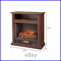 TV Stand Infrared Electric Fireplace Heater Console Media Cherry Wood Veneers