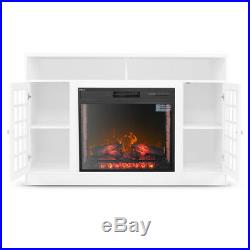 TV Stand Media Fireplace Entertainment Storage Wood Console Electric Heater