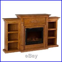 Tennyson Fireplace WithBookcases -Glazed Pine-Electric-Fa5123 Standard Size Remote