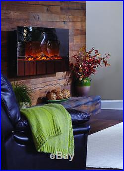 Touchstone 50 Mirror Onyx wall-mount electric fireplace. Heat & simulated flame