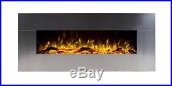 Touchstone Onyx Stainless Steel 50 Wall Mount Electric Fireplace Heat 400 sq ft