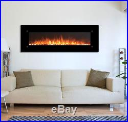 Touchstone black 72 OnyxXL wall-mount electric fireplace. Recess or hang