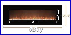Touchstone black 72 OnyxXL wall-mount electric fireplace. Recess or hang