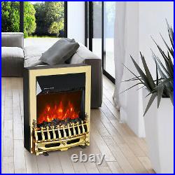 Truflame Led Gold Electric Fire Inset Freestanding With Coals Traditional