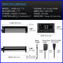 Universal Fireplace Blower Fan Kit 12 with Temperature and Speed Controller