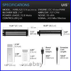 Universal Fireplace Blower Fan Kit 14 with Wireless 10-Speed Controller