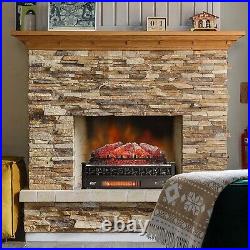 Upgraded Infrared Electric Fireplace Pinewood Logs Adjustable Flame Colors