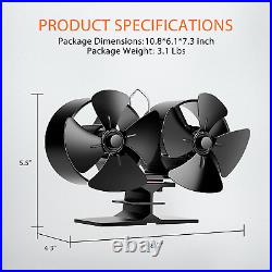 VIVOHOME Aluminum 8 Blade Double Motor Heat Powered Fireplace Stove Fan with The
