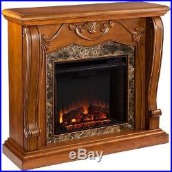 Victorian Style Electric Fireplace Lifelike Realistic Flames Walnut Faux Marble