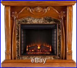 Victorian Style Electric Fireplace Lifelike Realistic Flames Walnut Faux Marble