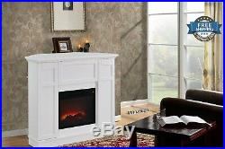 Wall Corner Electric Fireplace White Heater Mantle LED Flame Timer Remote Contro