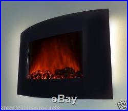 Wall Mount Backlit Electric Fireplace 3D Flame Remote Control Adjustable Heater