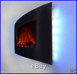 Wall Mount Backlit Electric Fireplace 3D Flame Remote Control Adjustable Heater