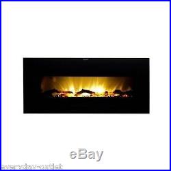 Wall Mount Electric Fireplace 50 Adjustable Heater Black Remote Cont Extra Wide
