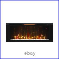 Wall-Mount Electric Fireplace Heater 48 Inch Black Adjustable Flame with Remote