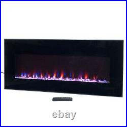 Wall Mounted 42 in. Electric Fireplace Heater Black with Remote LED Fire and Ice