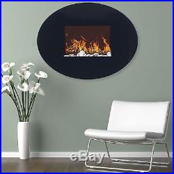 Wall Mounted Oval Shaped Electric LED Light Fireplace with Remote
