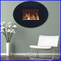 Wall Mounted Oval Shaped Electric LED Light Fireplace with Remote 33.5 In. W