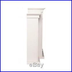 White Electric Fireplace Media Center Bookcase 70 TV Stand Wood Mantle Heater