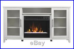 White Electric Fireplace Up to 65 TV Stand Heater Mantle Entertainment Center
