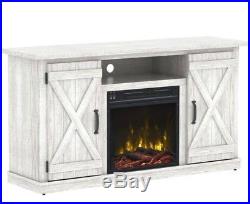White Media fireplace Entertainment Center Rustic Wood Console Living Room Decor