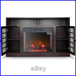 Wood Electric Fireplace Entertainment Center For Living Room Space, 59 Wide