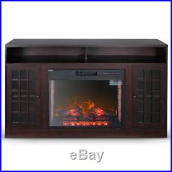 Wood Electric Fireplace Entertainment Center For Living Room Space, 59 Wide