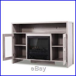Wood Electric Fireplace Media TV Console Stand for TVs up to 45, Firebox Heater