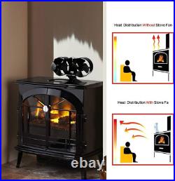 Wood Stove Fan, 8 Blades Double Motors Fireplace Fan, Dual Fan for Heater, Heat