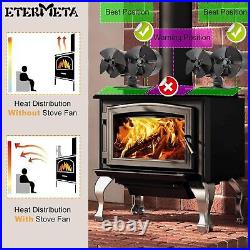 Wood Stove Fan Heat Powered Dual, 8 Blades Double Motors Fireplace Non-Electric