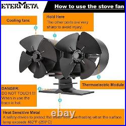 Wood Stove Fan Heat Powered Dual, 8 Blades Double Motors Fireplace Non-Electric
